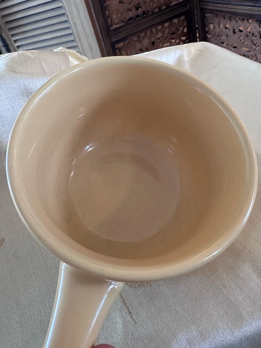 Longaberger Woven Traditions Stoneware Chili / Soup / Chowder Bowl w/ Handle.
